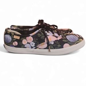 KEDS X RIFLE PAPER Company Botanical Champion Sneakers Women Size 7 Black Floral